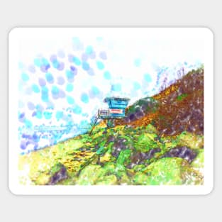 Life Guard Station On The Rocky Beach Sticker